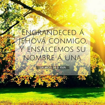 Picture 07 - Salmos 34:3 RVA - Engrandeced á Jehová conmigo, Y ensalcemos su - Bible Verse Picture
