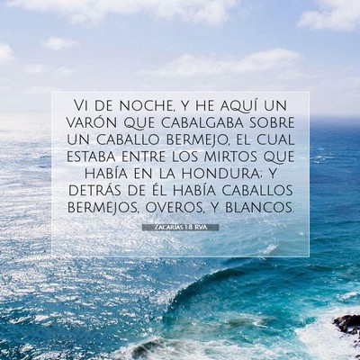 Picture 07 - Zacarías 1:8 RVA - Vi de noche, y he aquí un varón que cabalgaba - Bible Verse Picture
