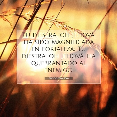 Picture 07 - Éxodo 15:6 RVA - Tu diestra, oh Jehová, ha sido magnificada en - Bible Verse Picture