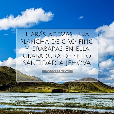 Picture 07 - Éxodo 28:36 RVA - Harás además una plancha de oro fino, y - Bible Verse Picture