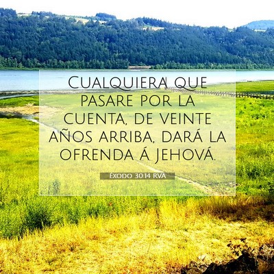 Picture 07 - Éxodo 30:14 RVA - Cualquiera que pasare por la cuenta, de veinte - Bible Verse Picture