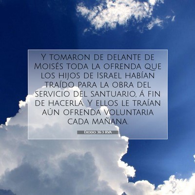 Picture 07 - Éxodo 36:3 RVA - Y tomaron de delante de Moisés toda la ofrenda - Bible Verse Picture