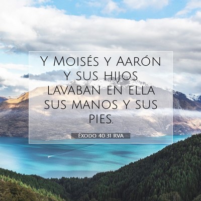 Picture 07 - Éxodo 40:31 RVA - Y Moisés y Aarón y sus hijos lavaban en ella - Bible Verse Picture
