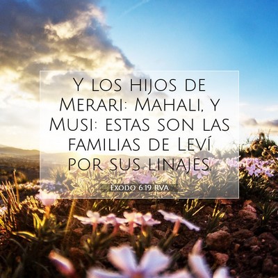 Picture 07 - Éxodo 6:19 RVA - Y los hijos de Merari: Mahali, y Musi: estas son - Bible Verse Picture