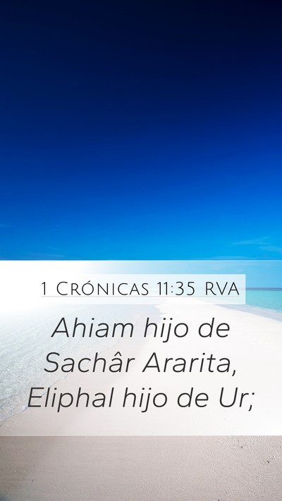 1 Crónicas 11:35 RVA Mobile Phone Wallpaper - Ahiam hijo de Sachâr Ararita, Eliphal hijo de - Mobile Bible Verse Wallpaper
