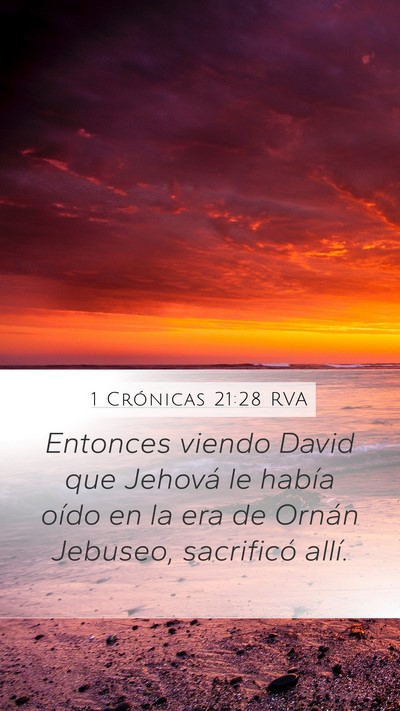 1 Crónicas 21:28 RVA Mobile Phone Wallpaper - Entonces viendo David que Jehová le había oído - Mobile Bible Verse Wallpaper