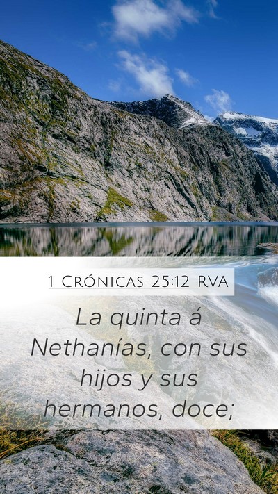 1 Crónicas 25:12 RVA Mobile Phone Wallpaper - La quinta á Nethanías, con sus hijos y sus - Mobile Bible Verse Wallpaper