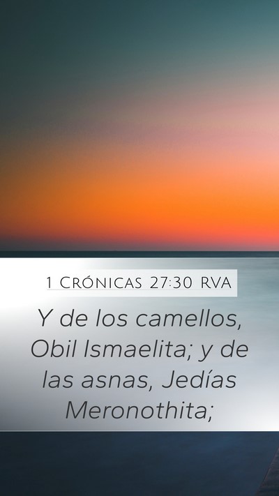 1 Crónicas 27:30 RVA Mobile Phone Wallpaper - Y de los camellos, Obil Ismaelita; y de las - Mobile Bible Verse Wallpaper