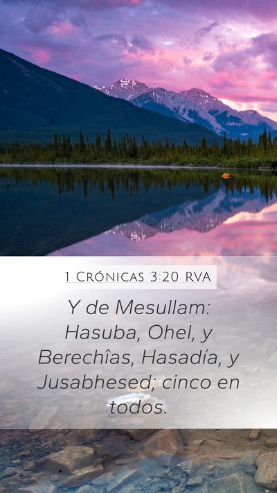 1 Crónicas 3:20 RVA Mobile Phone Wallpaper - Y de Mesullam: Hasuba, Ohel, y Berechîas, - Mobile Bible Verse Wallpaper