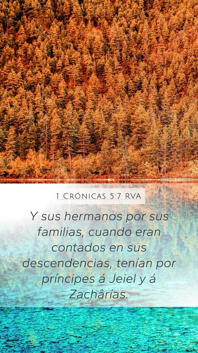 1 Crónicas 5:7 RVA Mobile Phone Wallpaper - Y sus hermanos por sus familias, cuando eran - Mobile Bible Verse Wallpaper