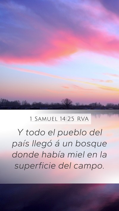 1 Samuel 14:25 RVA Mobile Phone Wallpaper - Y todo el pueblo del país llegó á un bosque - Mobile Bible Verse Wallpaper