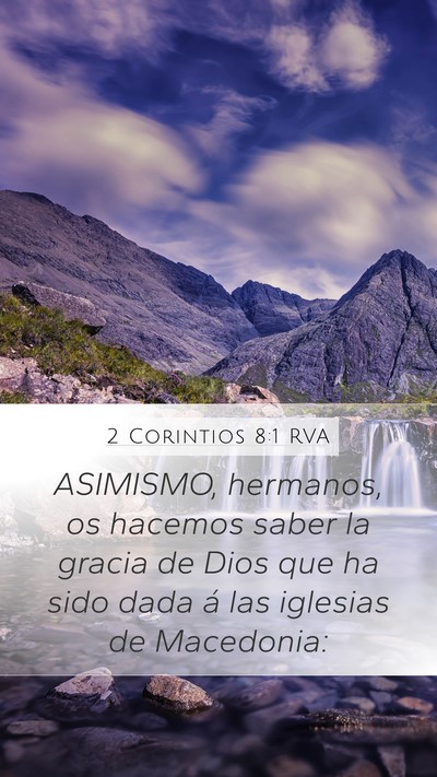 2 Corintios 8:1 RVA Bible Verse Image