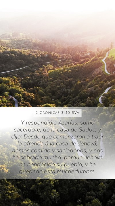 2 Crónicas 31:10 RVA Bible Verse Image