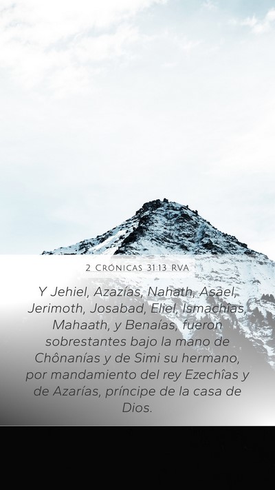 2 Crónicas 31:13 RVA Bible Verse Image
