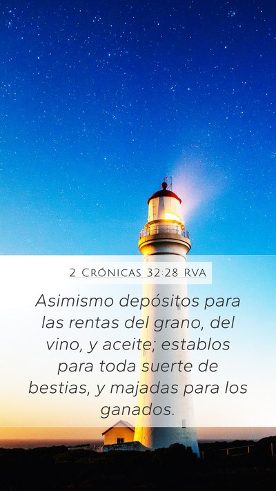 2 Crónicas 32:28 RVA Bible Verse Image