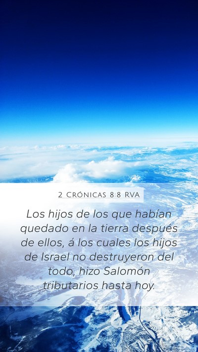 2 Crónicas 8:8 RVA Mobile Phone Wallpaper - Los hijos de los que habían quedado en la tierra - Mobile Bible Verse Wallpaper