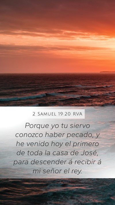 2 Samuel 19:20 RVA Mobile Phone Wallpaper - Porque yo tu siervo conozco haber pecado, y he - Mobile Bible Verse Wallpaper