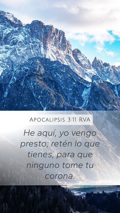 Apocalipsis 3:11 RVA Bible Verse Image