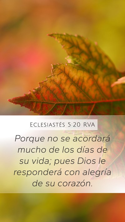 Eclesiastés 5:20 RVA Mobile Phone Wallpaper - Porque no se acordará mucho de los días de su - Mobile Bible Verse Wallpaper