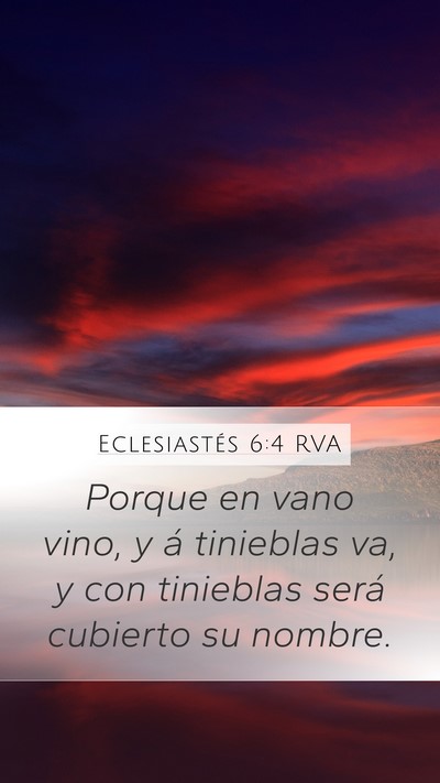 Eclesiastés 6:4 RVA Mobile Phone Wallpaper - Porque en vano vino, y á tinieblas va, y con - Mobile Bible Verse Wallpaper