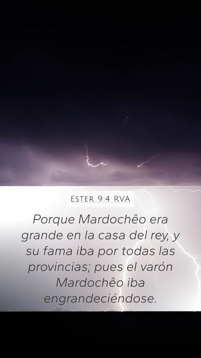 Ester 9:4 RVA Mobile Phone Wallpaper - Porque Mardochêo era grande en la casa del rey, - Mobile Bible Verse Wallpaper