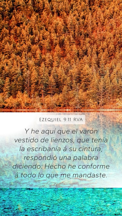 Ezequiel 9:11 RVA Mobile Phone Wallpaper - Y he aquí que el varón vestido de lienzos, que - Mobile Bible Verse Wallpaper