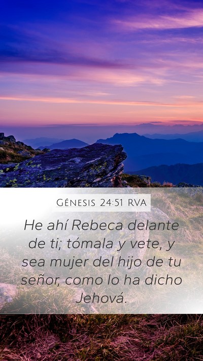Génesis 24:51 RVA Bible Verse Image