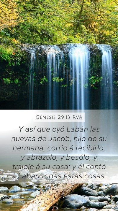 Génesis 29:13 RVA Bible Verse Image
