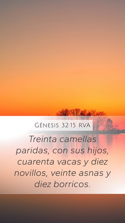Génesis 32:15 RVA Mobile Phone Wallpaper - Treinta camellas paridas, con sus hijos, cuarenta - Mobile Bible Verse Wallpaper