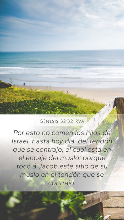 Génesis 32:32 RVA Mobile Phone Wallpaper - Por esto no comen los hijos de Israel, hasta hoy - Mobile Bible Verse Wallpaper