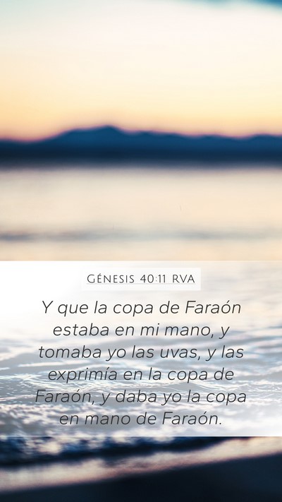 Génesis 40:11 RVA Mobile Phone Wallpaper - Y que la copa de Faraón estaba en mi mano, y - Mobile Bible Verse Wallpaper