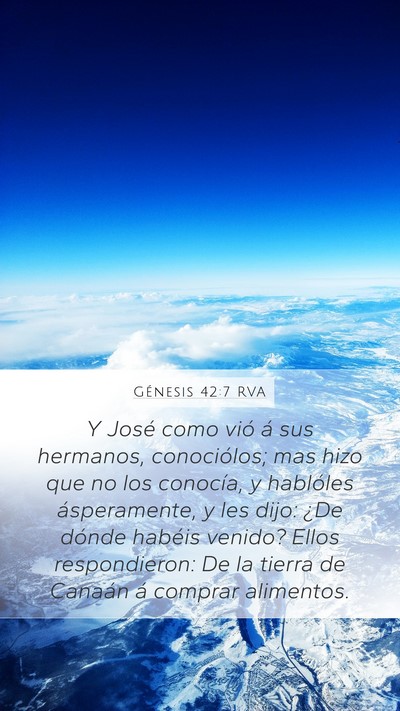 Génesis 42:7 RVA Bible Verse Image