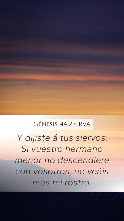 Génesis 44:23 RVA Bible Verse Image