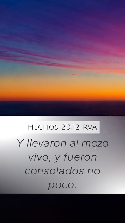 Hechos 20:12 RVA Mobile Phone Wallpaper - Y llevaron al mozo vivo, y fueron consolados no - Mobile Bible Verse Wallpaper