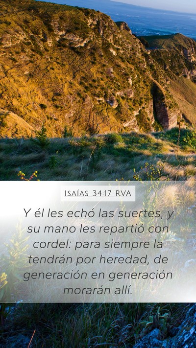 Isaías 34:17 RVA Mobile Phone Wallpaper - Y él les echó las suertes, y su mano les - Mobile Bible Verse Wallpaper