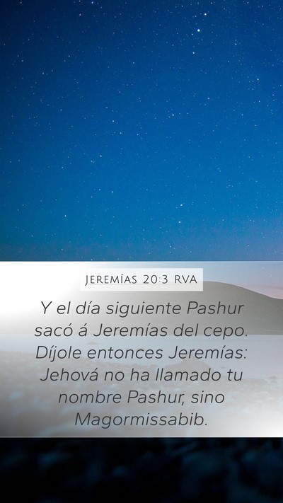 Jeremías 20:3 RVA Bible Verse Image