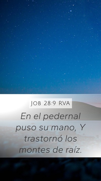 Job 28:9 RVA Mobile Phone Wallpaper - En el pedernal puso su mano, Y trastornó los - Mobile Bible Verse Wallpaper