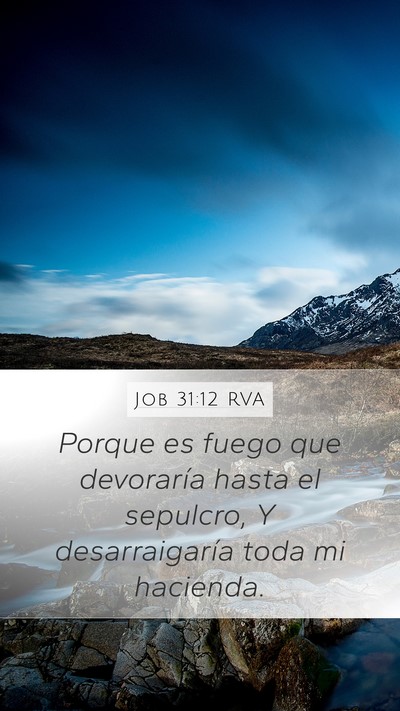 Job 31:12 RVA Mobile Phone Wallpaper - Porque es fuego que devoraría hasta el sepulcro, - Mobile Bible Verse Wallpaper