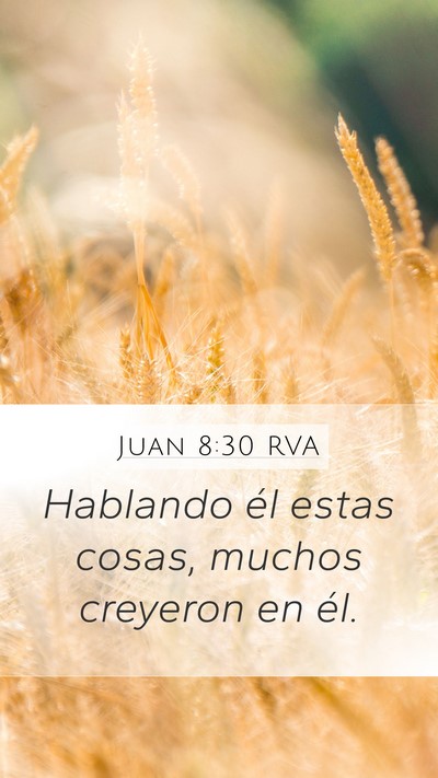 Juan 8:30 RVA Bible Verse Image