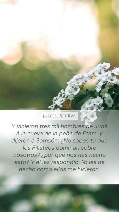 Jueces 15:11 RVA Mobile Phone Wallpaper - Y vinieron tres mil hombres de Judá á la cueva - Mobile Bible Verse Wallpaper