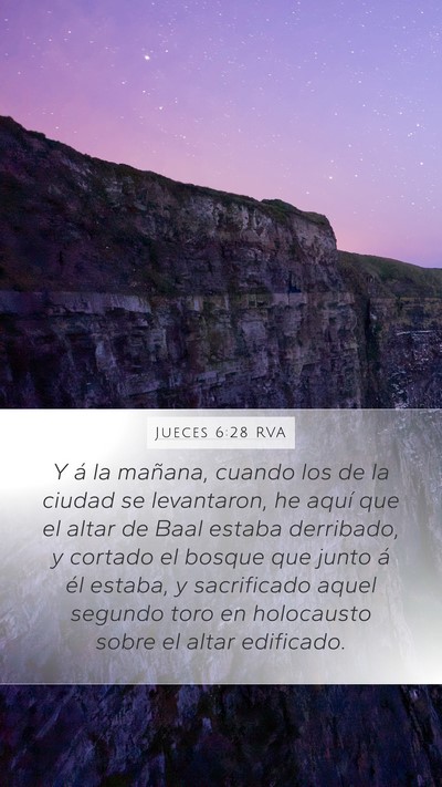 Jueces 6:28 RVA Mobile Phone Wallpaper - Y á la mañana, cuando los de la ciudad se - Mobile Bible Verse Wallpaper