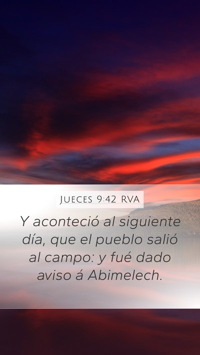 Jueces 9:42 RVA Mobile Phone Wallpaper - Y aconteció al siguiente día, que el pueblo - Mobile Bible Verse Wallpaper