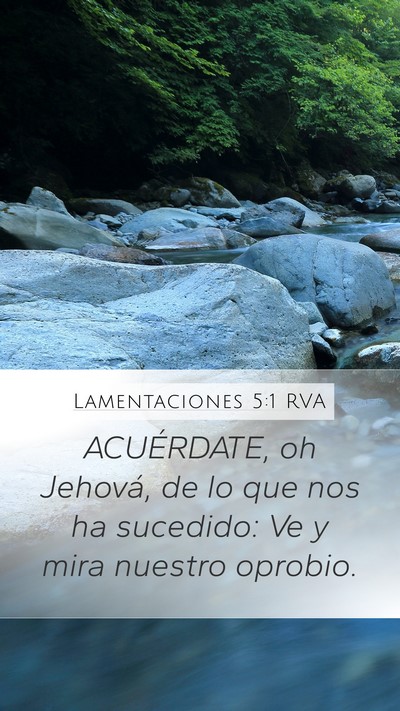 Lamentaciones 5:1 RVA Mobile Phone Wallpaper - ACUÉRDATE, oh Jehová, de lo que nos ha - Mobile Bible Verse Wallpaper