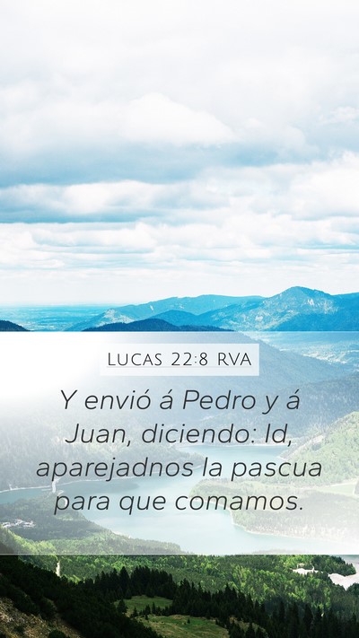 Lucas 22:8 RVA Mobile Phone Wallpaper - Y envió á Pedro y á Juan, diciendo: Id, - Mobile Bible Verse Wallpaper