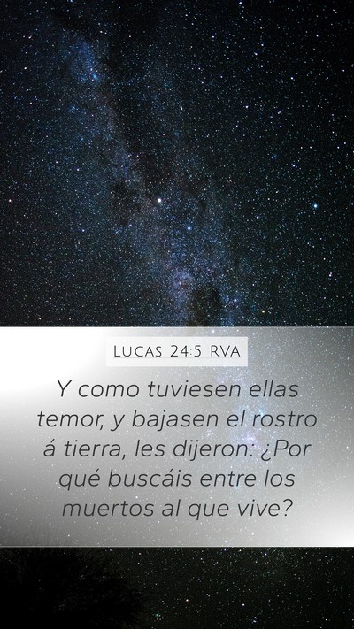 Lucas 24:5 RVA Mobile Phone Wallpaper - Y como tuviesen ellas temor, y bajasen el rostro - Mobile Bible Verse Wallpaper