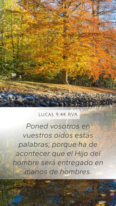 Lucas 9:44 RVA Mobile Phone Wallpaper - Poned vosotros en vuestros oídos estas palabras; - Mobile Bible Verse Wallpaper