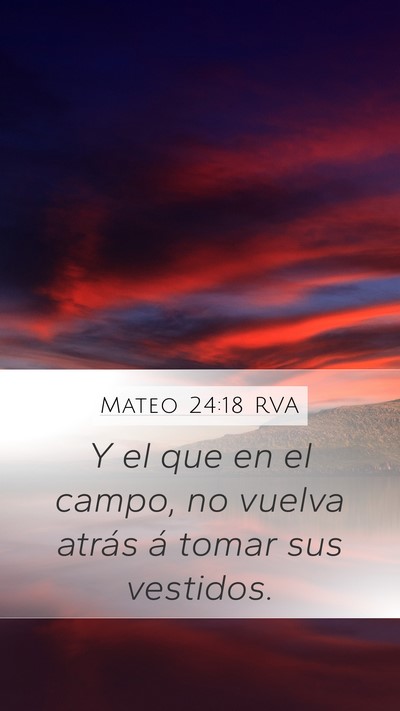 Mateo 24:18 RVA Mobile Phone Wallpaper - Y el que en el campo, no vuelva atrás á tomar - Mobile Bible Verse Wallpaper