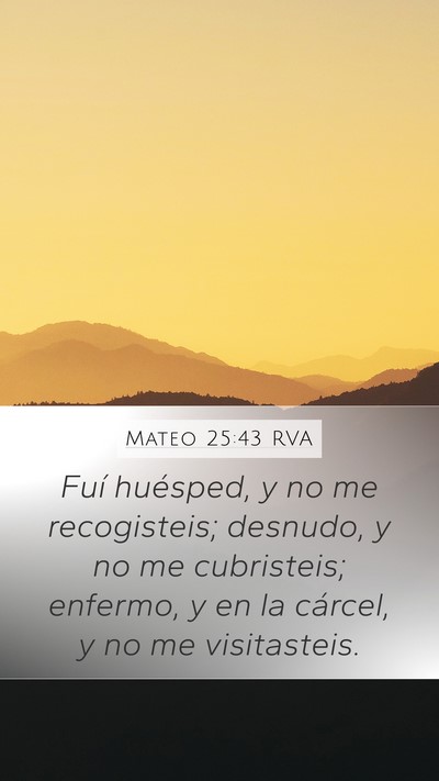 Mateo 25:43 RVA Bible Verse Image