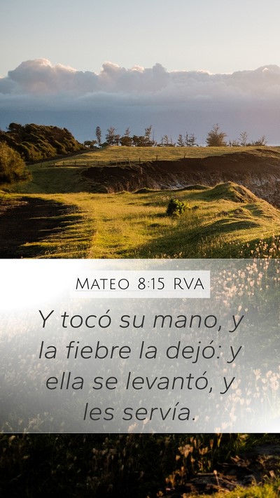 Mateo 8:15 RVA Mobile Phone Wallpaper - Y tocó su mano, y la fiebre la dejó: y ella se - Mobile Bible Verse Wallpaper
