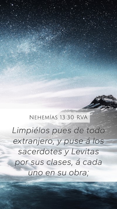 Nehemías 13:30 RVA Mobile Phone Wallpaper - Limpiélos pues de todo extranjero, y puse á los - Mobile Bible Verse Wallpaper